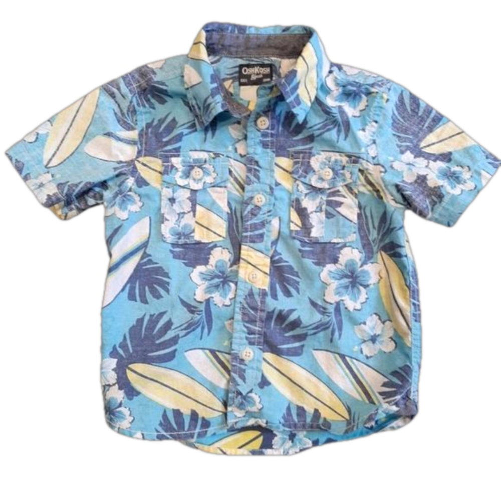 OSHKOSH Hawaiian Button Down Shirt Short Sleeve Summer Beach Vacation